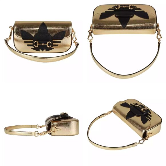 Gucci - Adidas X Small Horsebit Shoulder Bag In Gold - Shoulder bag - Picture 13 of 15